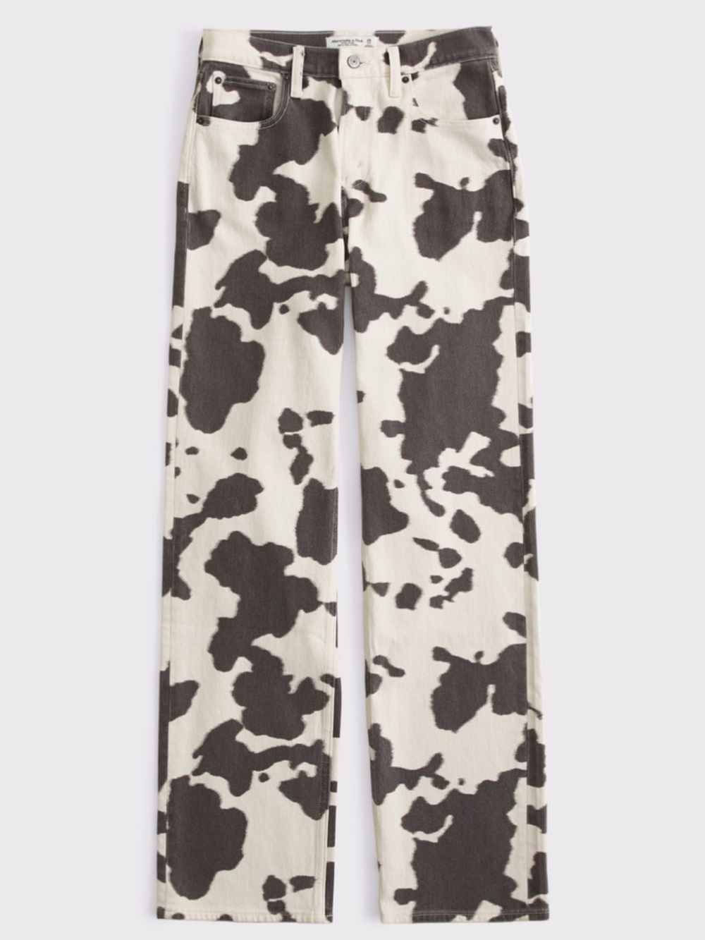 NWT Abercrombie High Rise 90s Relaxed Pony cow Print Straight Jeans 23 x-short